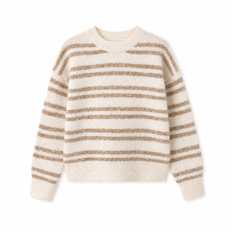 Beige gestreepte trui
