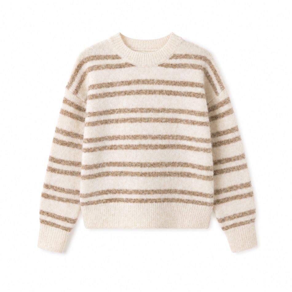 Beige gestreepte trui