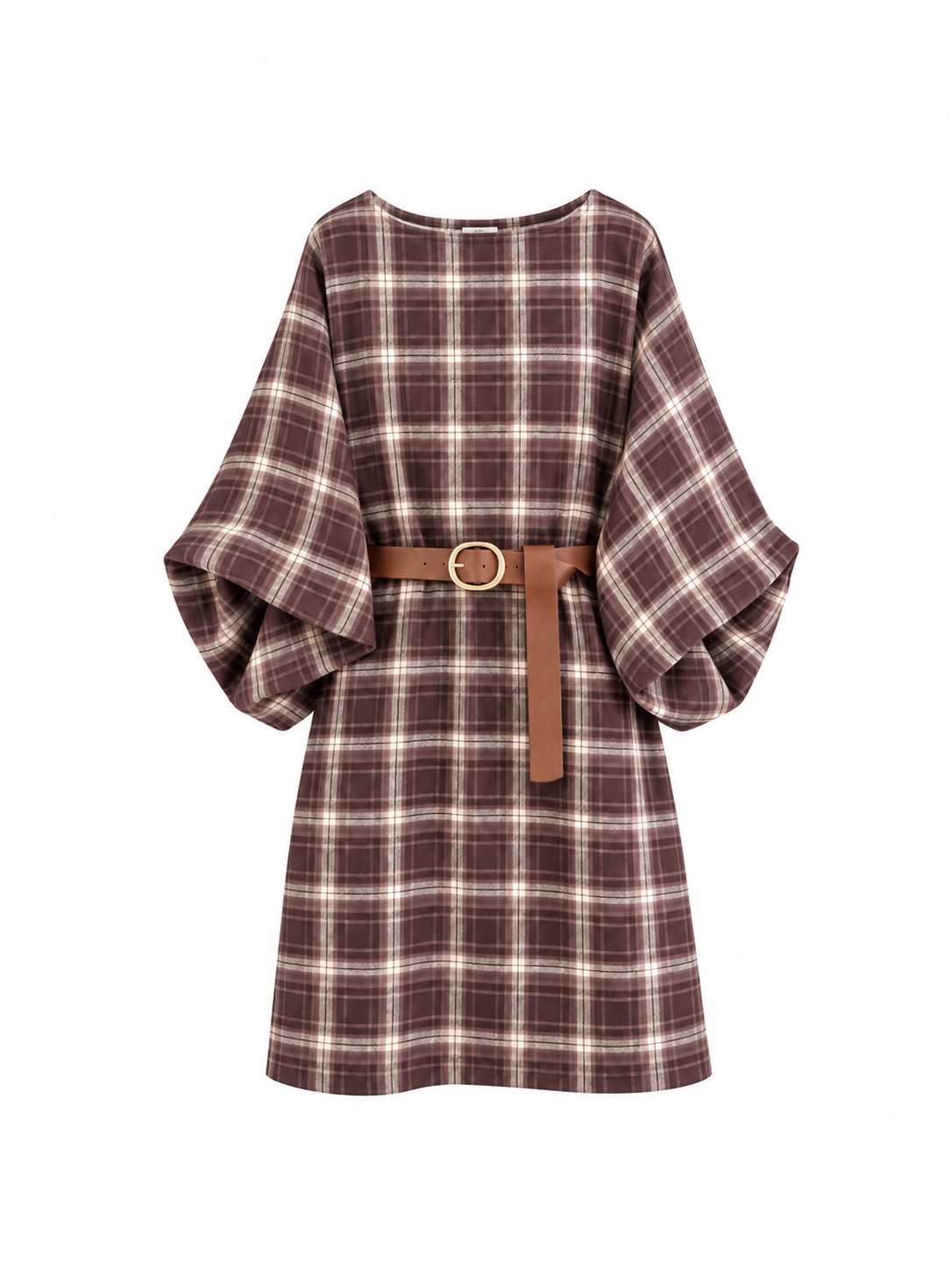 Jurk met donkerbruine/beige ruit
