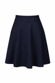 Donkerblauwe klokkende lederlook rok