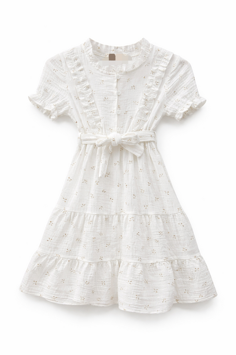 Offwhite jurk met goudkleurige details