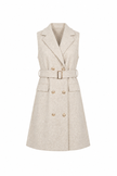 Zandkleur mouwloze blazerdress