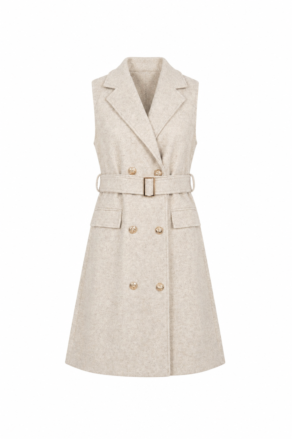 Zandkleur mouwloze blazerdress