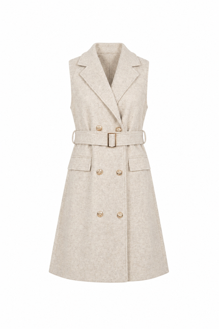 Zandkleur mouwloze blazerdress