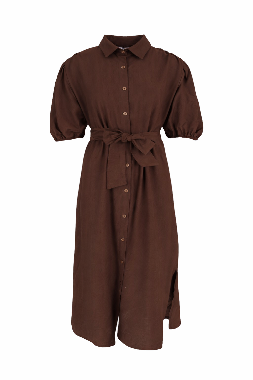 Donkerbruine doorknoopjurk