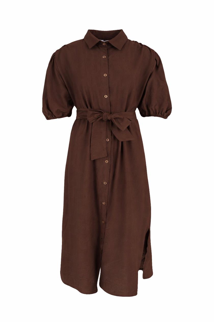 Donkerbruine doorknoopjurk
