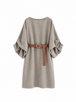 Taupe jurk met ballonmouwen