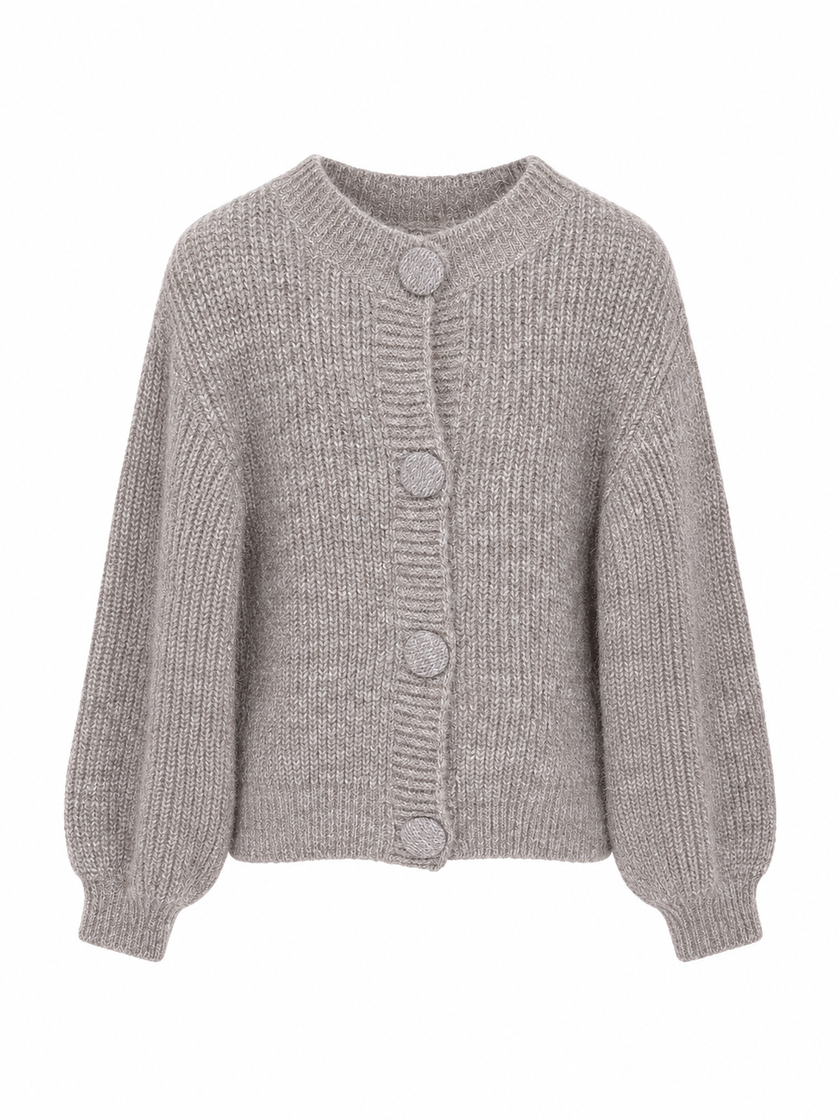 Taupe vestje met grote knopen