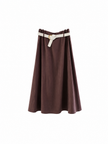 Donkerbruine lange rok met riem