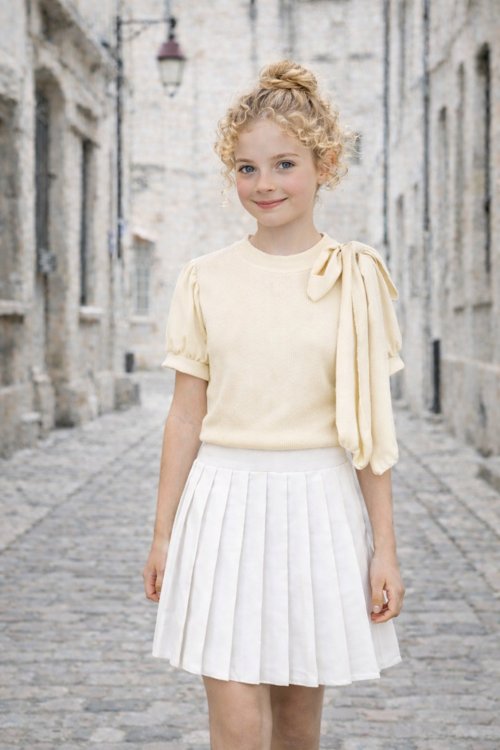 Zand shirt met royale strik