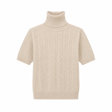 Beige col, korte mouw