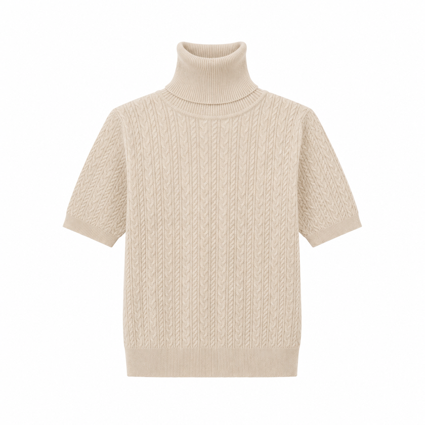 Beige col, korte mouw
