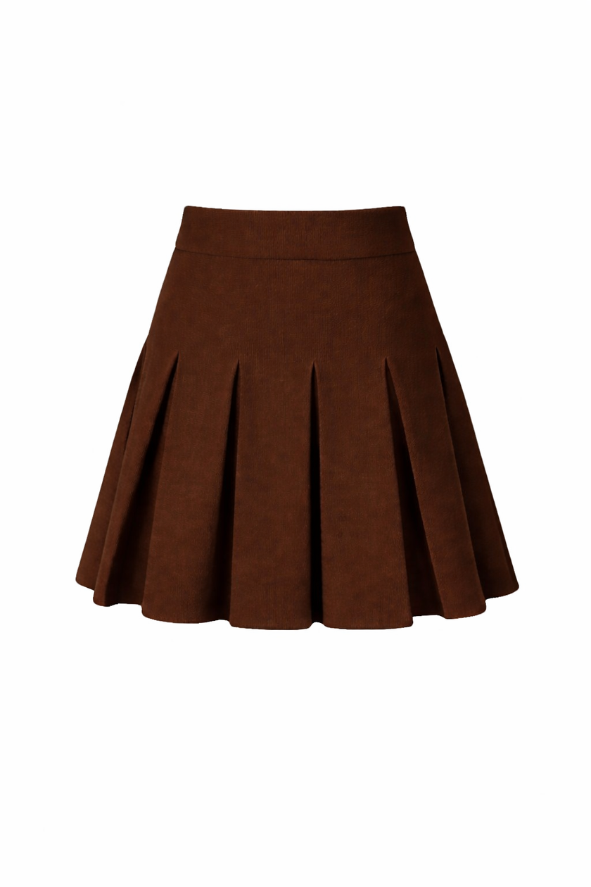 Bruin gebreid plooirokje