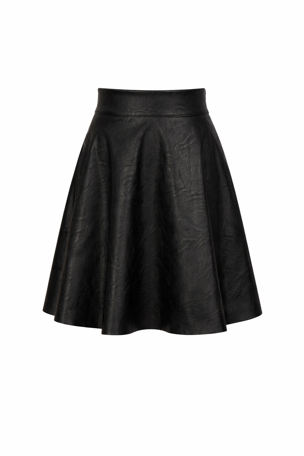 Zwart klokkend lederlook rokje