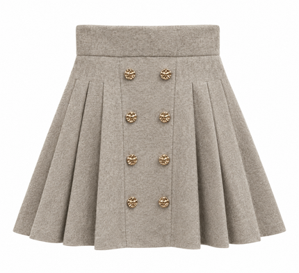 Beige gebreid rokje met knopen