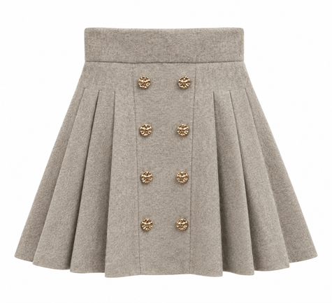 Beige gebreid rokje met knopen