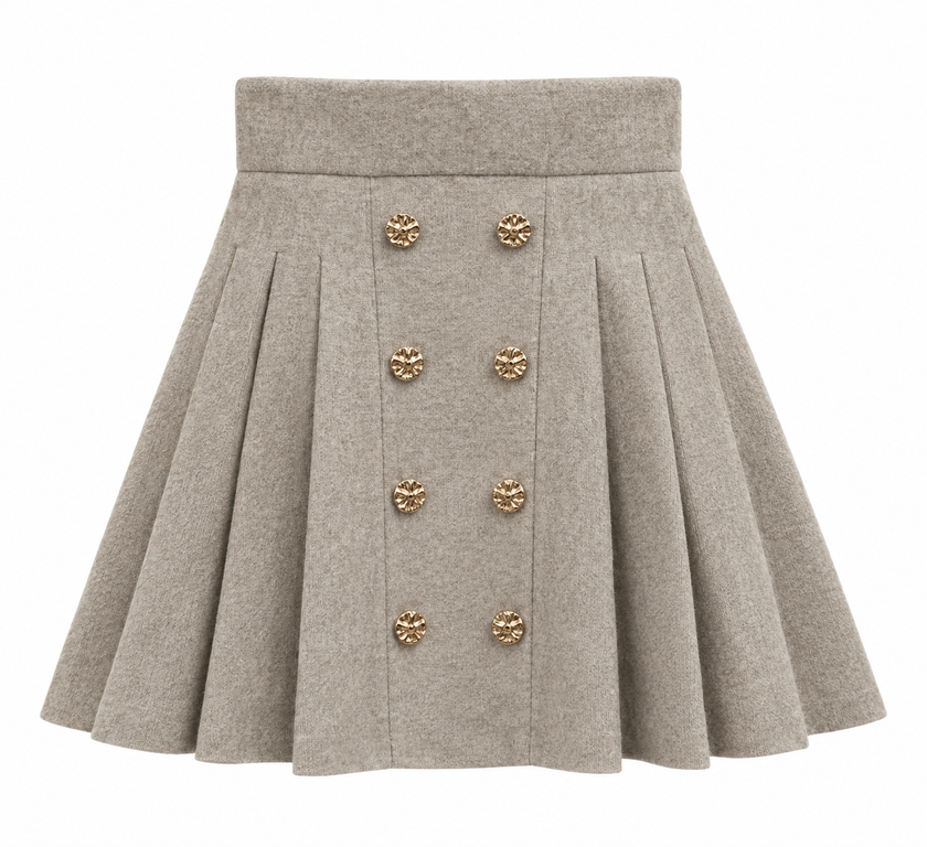 Beige gebreid rokje met knopen