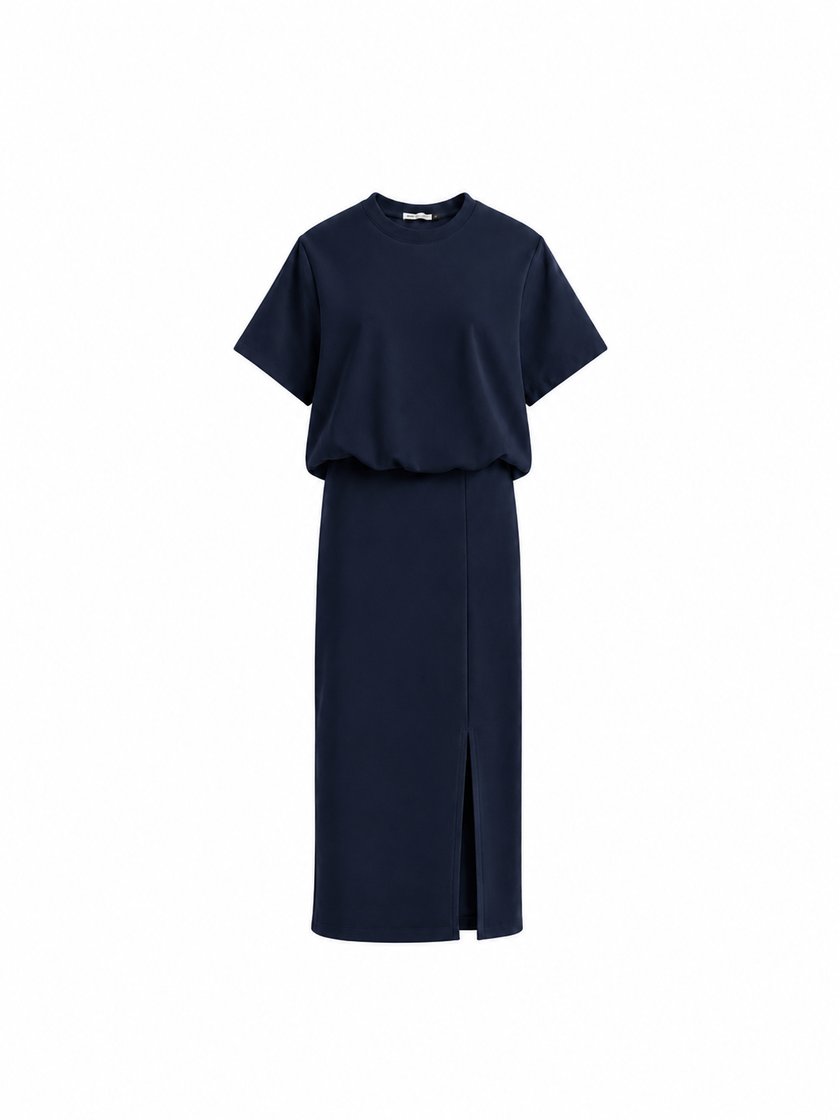 Donkerblauw set van rok en top