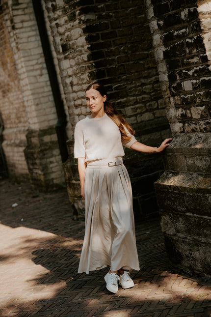 Beige lange rok met riempje