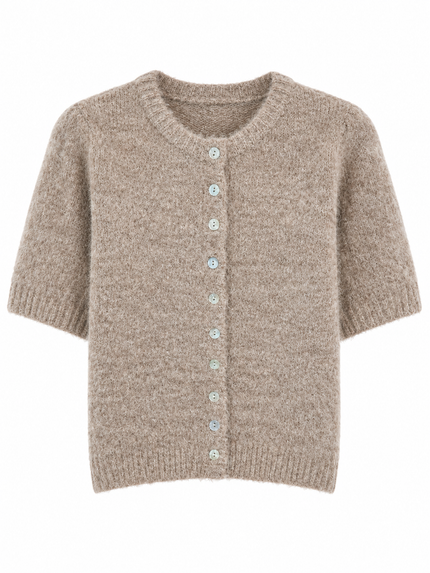 Taupekleur vestje, korte mouw