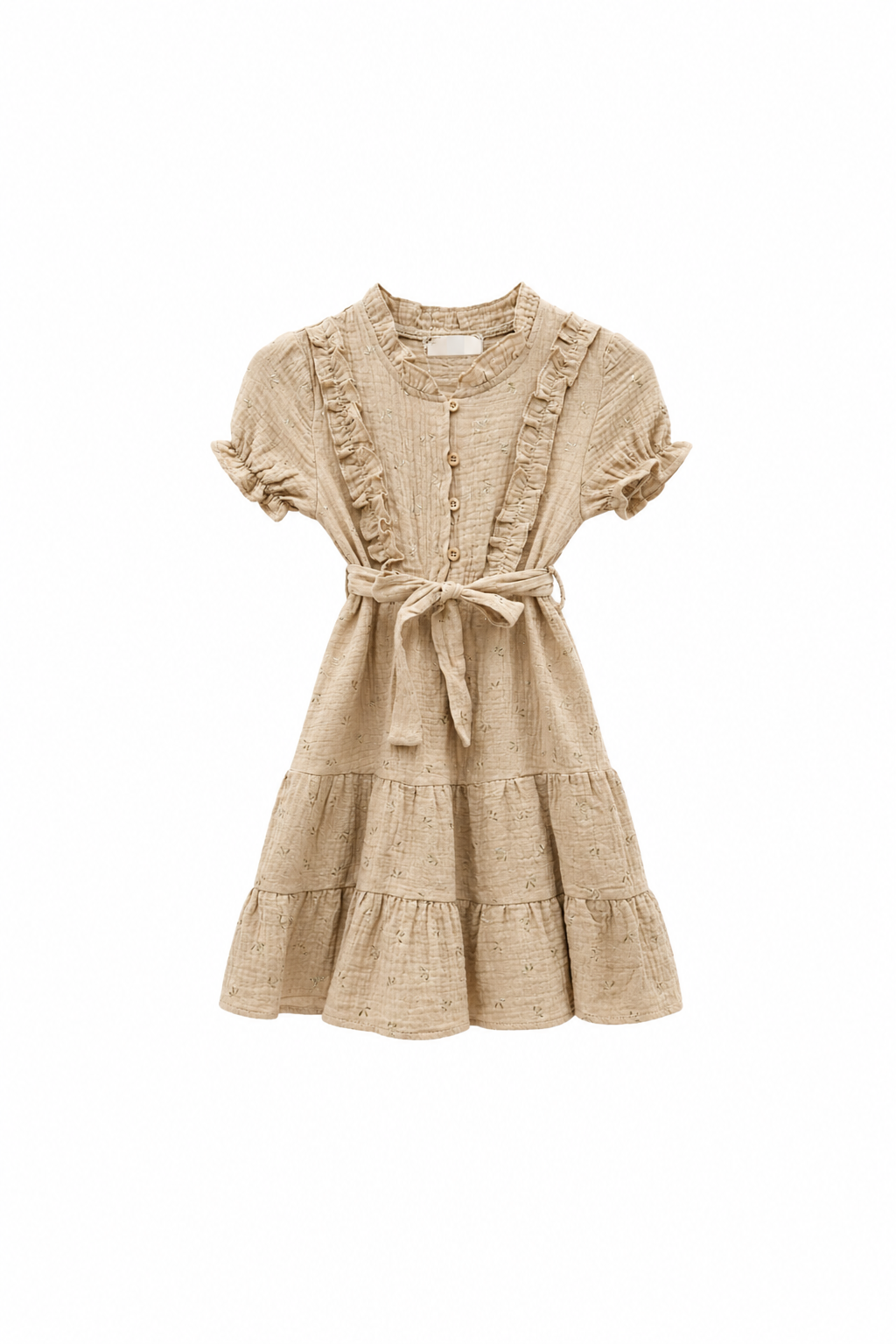 Beige jurk met goudkleurige details