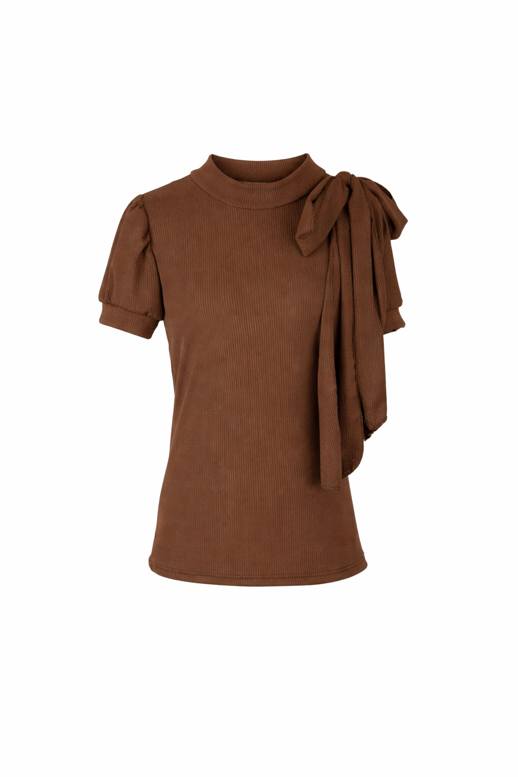 Donkerbruin shirt met royale strik