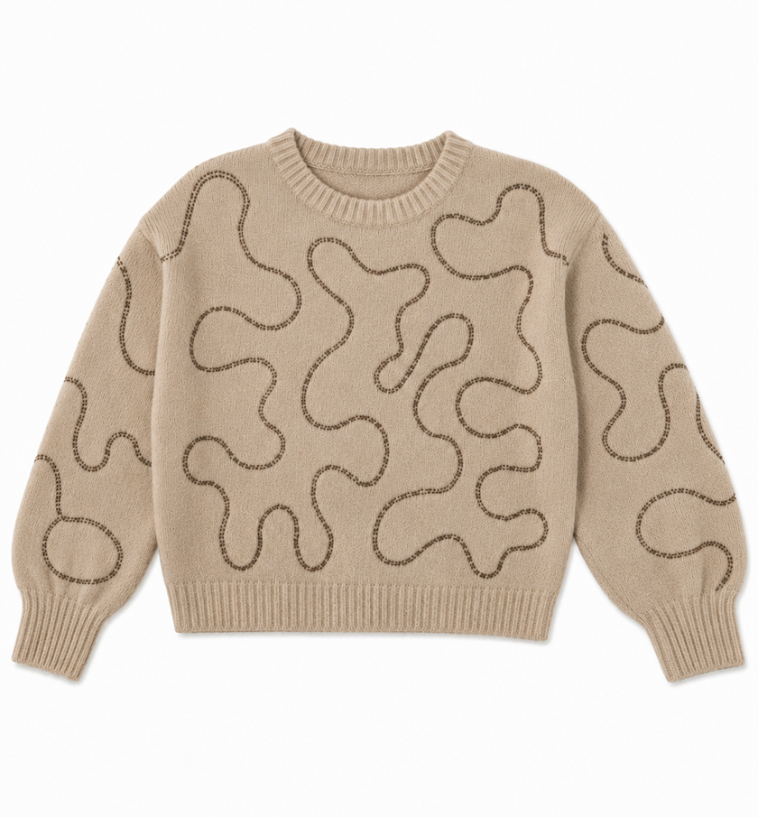 Beige trui met goudkleurige details
