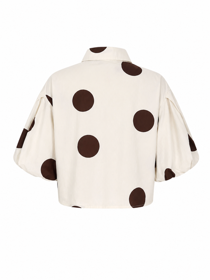 Crème blouse met bruine stippen