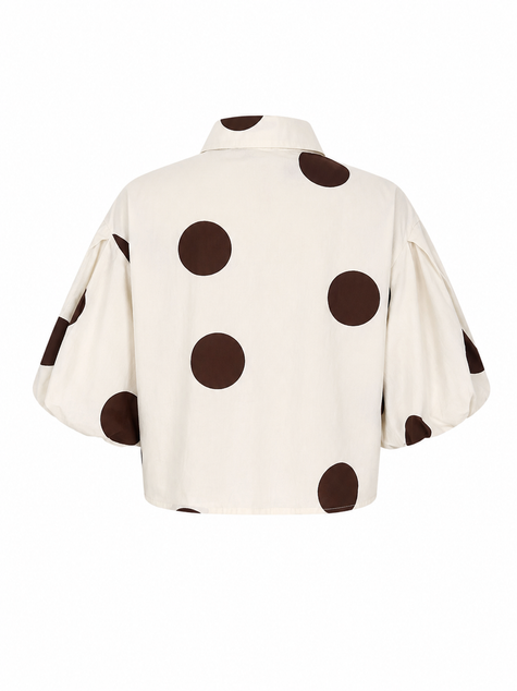 Crème blouse met bruine stippen