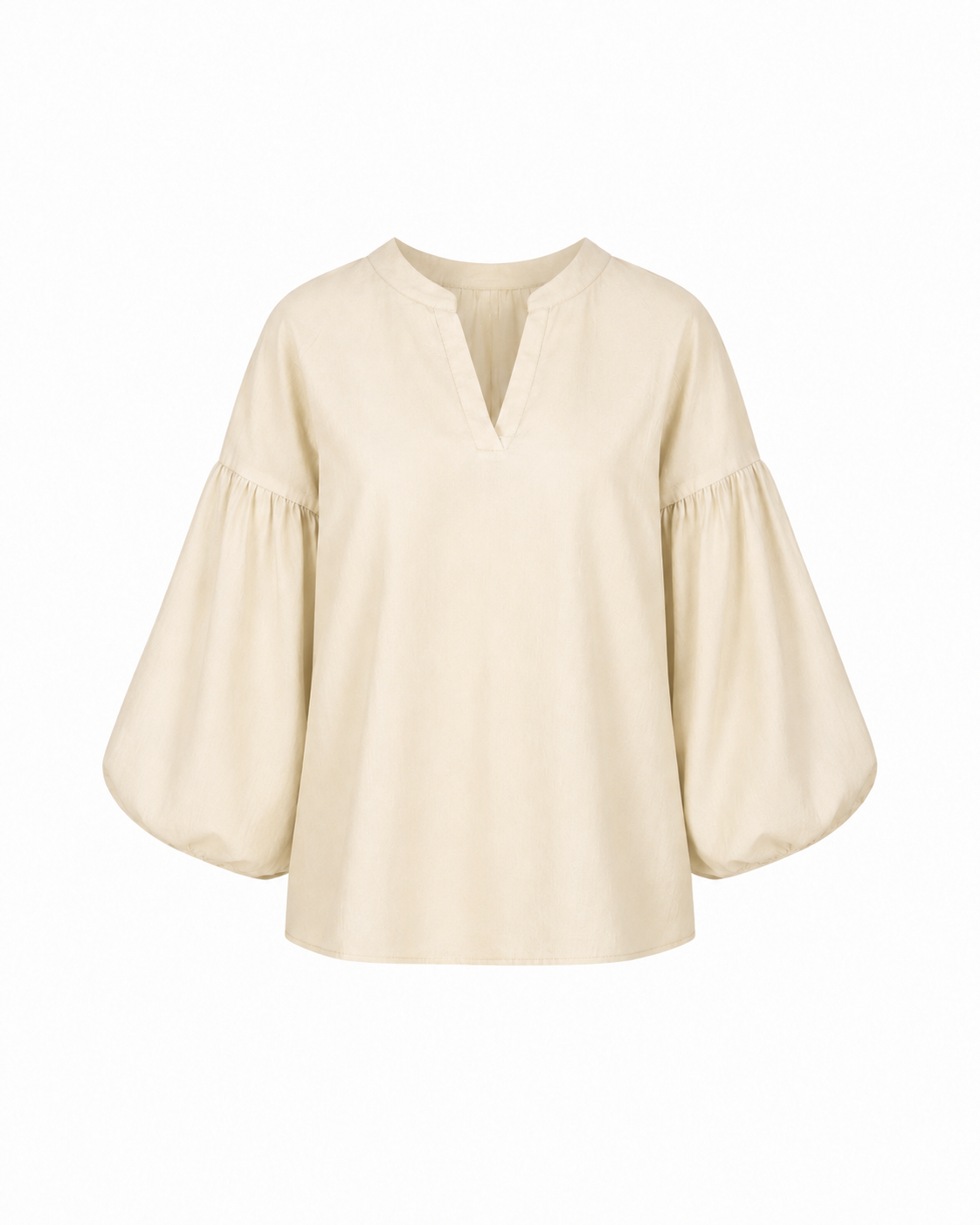Beige blouse met ballonmouwen