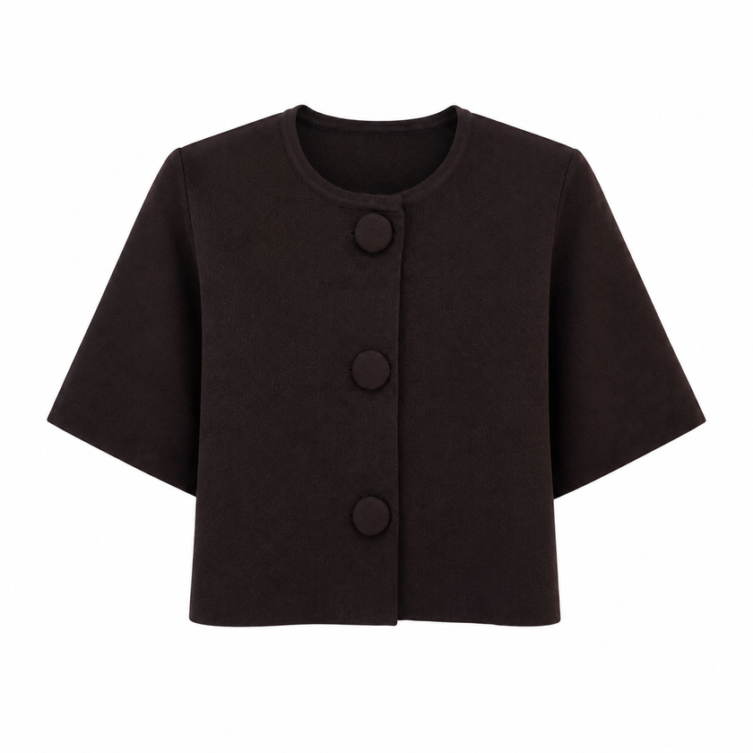 Donkerbruin vest met grote knopen