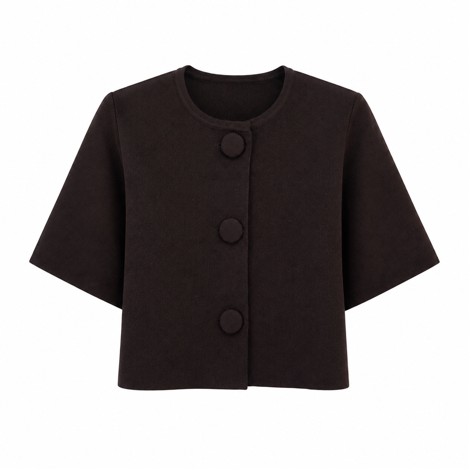 Donkerbruin vest met grote knopen