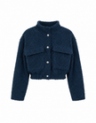 Kort donkerblauw teddy jasje