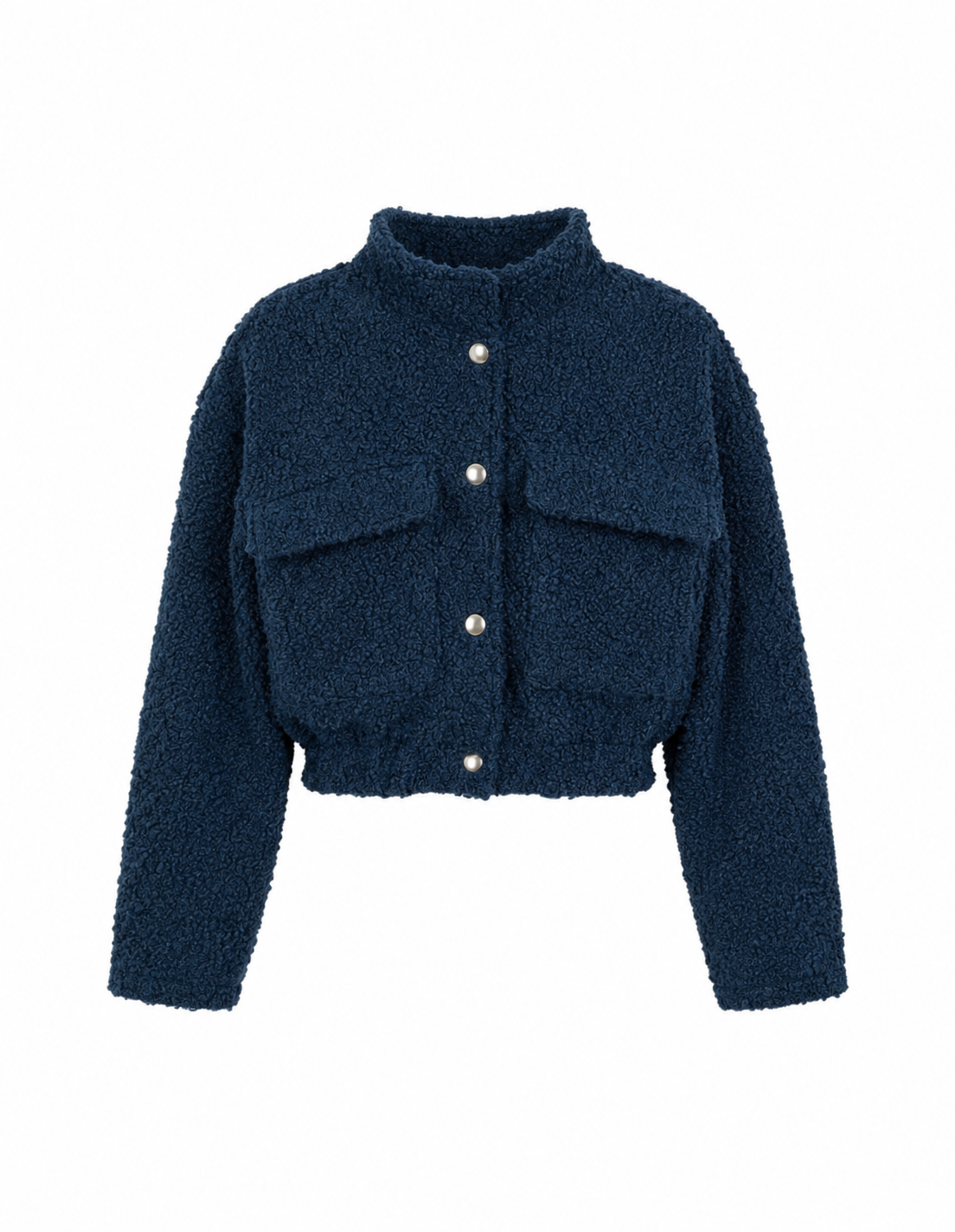 Kort donkerblauw teddy jasje