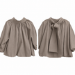 Taupe blouse/top met strik in de nek