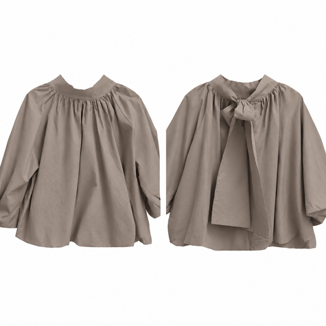Taupe blouse/top met strik in de nek